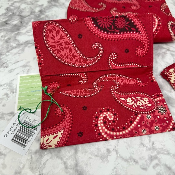 Vera Bradley Bundle Mesa Red Paisley Wallet Checkbook Cover Coin Pouch - Picture 3 of 7